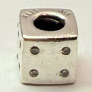 Pandora Retired Dice Charm CZ Accents S925 ALE